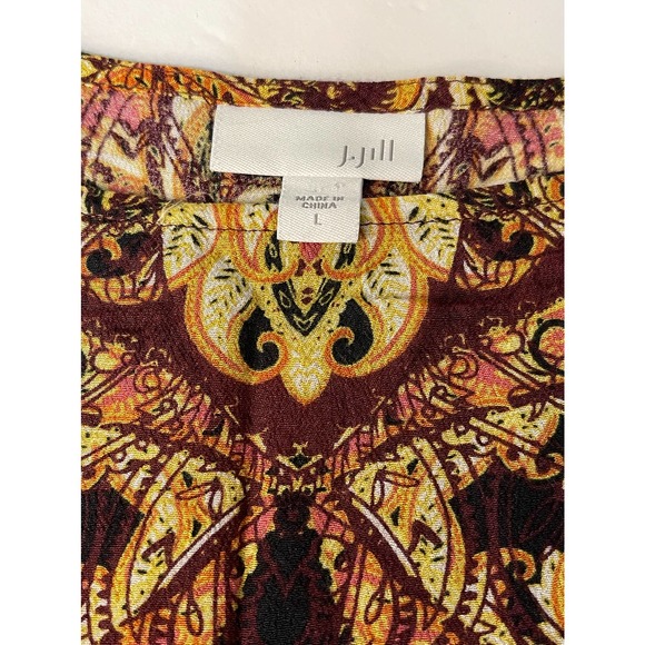 J.Jill Soft Boatneck Peplum Fall All Over Paisley Vented Tunic Sz Lg #4103 - Picture 4 of 11